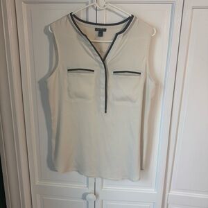 Ann Taylor Ivory Blouse with Black Accents